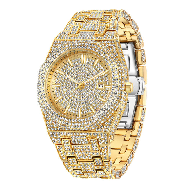 European Hip Hop Full Diamond Arabic Scale Niche Quartz Men's Watch