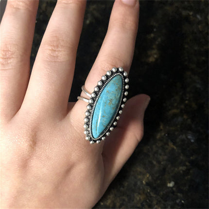 Vroue se Vintage Eenvoudige Patroon Turkoois Ring