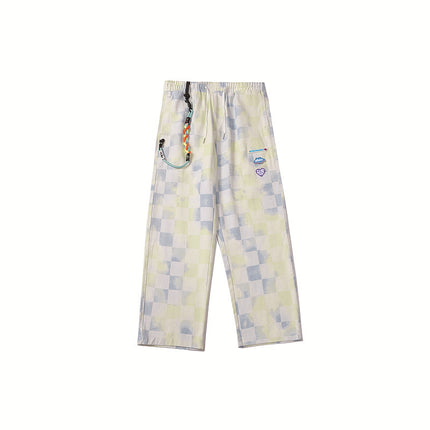 Men's And Women's Loose Straight Plaid Gradient Casual Trousers