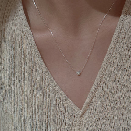 S925 Sterling Silwer Koreaanse Styl Nis Ontwerp Mini Hart Sleutelbeen Halssnoer