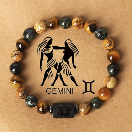 12 Zodiac Sign Natural Stone Bead Bracelet