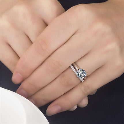 925 Silwer Vergulde Sesklou-ring Met Mossaniet Vroulike T Koolstof Diamant