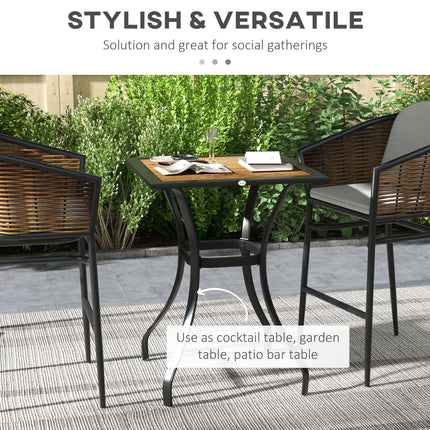 28" Buite-eettafel, nagemaakte hout-patiomeubels, vierkantige houtagtige tuintafel met watersafe ontwerp, bruin