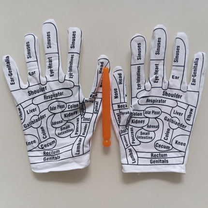 Cotton Human Meridian Acupoint Diagram Massage Gloves