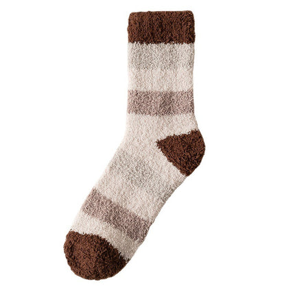Coral Fleece Socks Men's Mid-calf Length Autumn And Winter Thickened Plus Velvet Tube Sleeping Sleeping Socks Warm Keeping Floor Men's Stockings