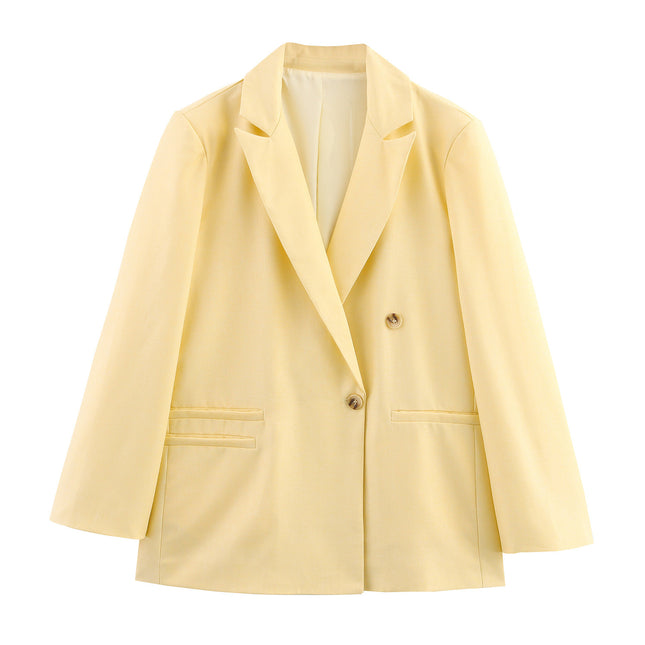 Spring And Autumn Linen Blended Minimalist Blazer