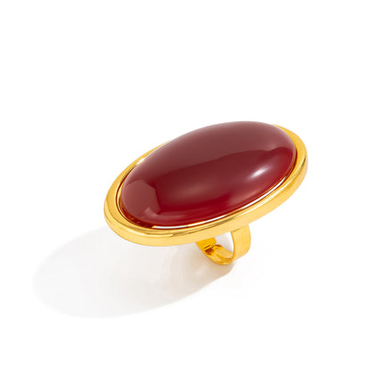 Nuwe Oordrewe Metaal Vintage Ingelegde Edelsteenring, Gepersonaliseerde Soet & Koel Premium Verstelbare Oop Ring