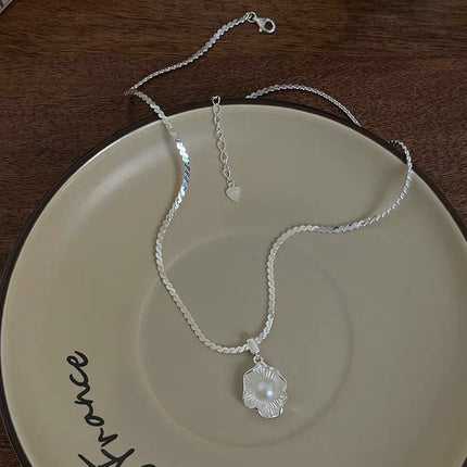 S925 Sterling Silwer Gestroopte Eier Pêrel Slangkettinghalssnoer