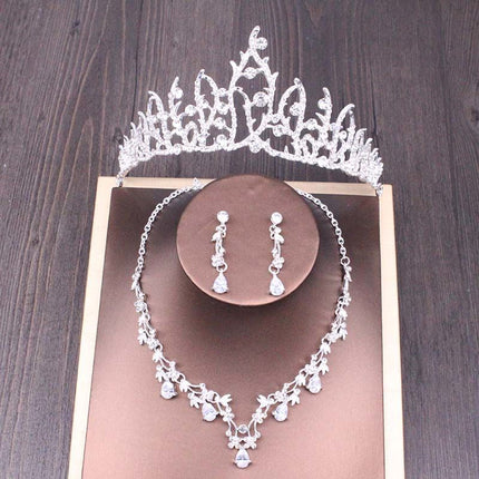 Bruids Rhinestone Kroon Halsnoer Stel Trou Bykomstighede