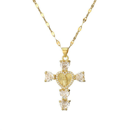 Fashionable Personalized Cross Pendant With Colorful Zircon