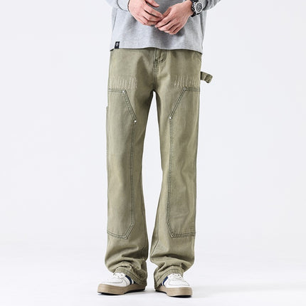 American High Street Vibe Wind Washed Distressed Army Green Jeans