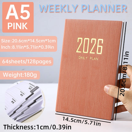 A5-grootte Slank Leer Weekbeplanner
