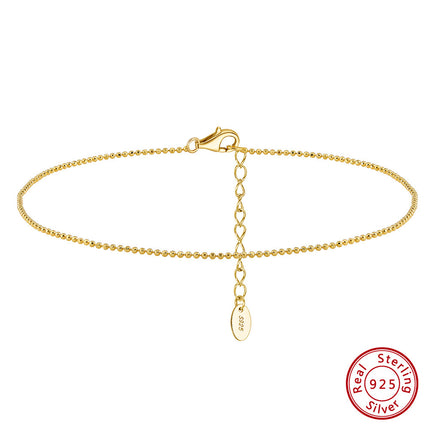 S925 Sterling Silwer Ronde Krale Enkelband Vroulike Strand Voetversierings
