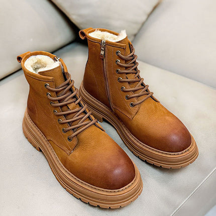 Sheepskin Fur Snow Boots Men's Thick Bottom Non-slip Dr Martens Boots