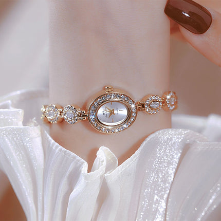 Mid-ancient Fashion Oval Colored Gems Rainbow Light Luxury Watch