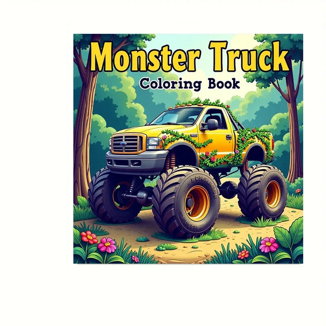 Monsters Trucks 28 Pages Coloring Book Coloring Book For Adult Stress Reduction Colouring Book Valentine's Day Gifting, Birthday Party Gift, Drawing Supplies, Christmas Gift, Back To School Supplies