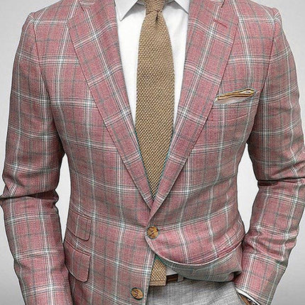 Light Business Men's Suit Printed Checks Coat