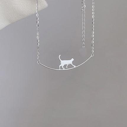 Cute Climbing Cat Pendant Necklace For Women