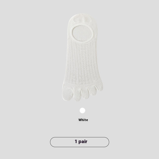 Five-finger Men's Summer Cotton Boneless Antibacterial Invisible Socks