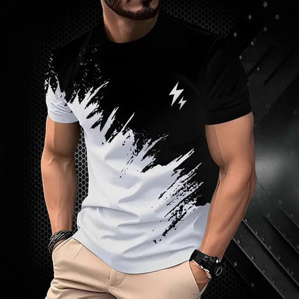 New Fashion Casual High Quality Contrast Color Men's Short Sleeve T-shirt
