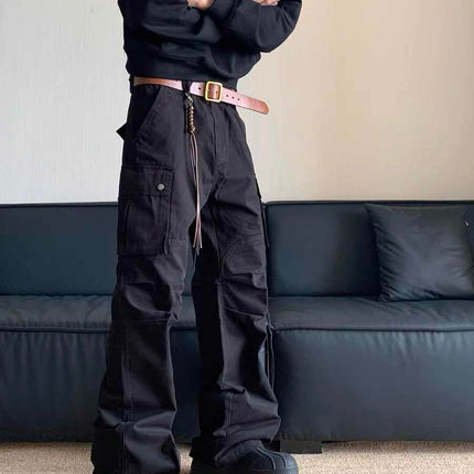 Retro Multi-pocket Cargo Pants Men's Straight Casual Paratrooper Pants
