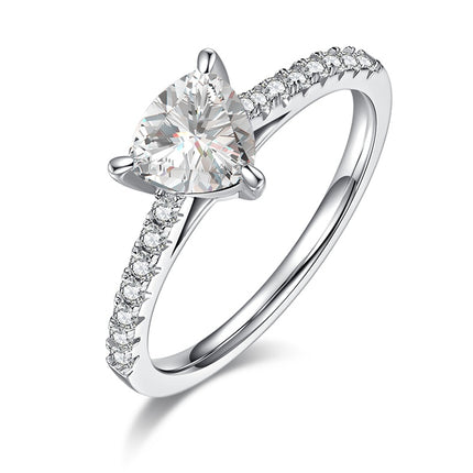 Triangular Moissanite Set With Top-quality Moissanite Luxury And Fashionable Light Luxury Jewelry Silver Ring S925 Silver Electroplated With Platinum