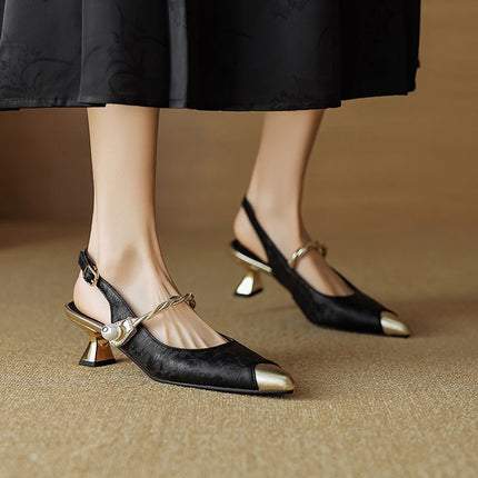Ankle-strap Stilettos Sandals Pointed Toe Mid Heel Women's Summer