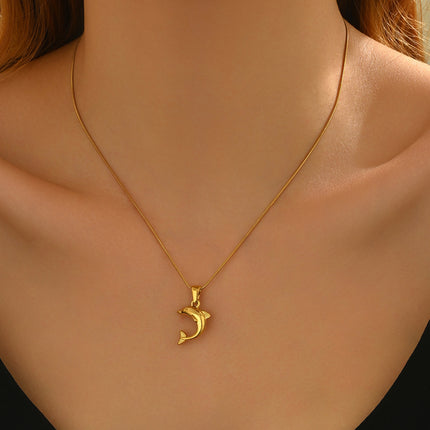 Lxalry 18K Gold Plated Heart Dolphins Mirror Jewelry Set  Hypoallergenic Skin Safe Necklace   Stud Earrings For Couple S Gift Daily Wear  Never Fade Adjustable Luxury With Precision Cast Symmetry