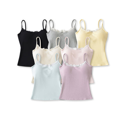 New Lace Edge Atmosphere Inner Wear Slim-fit With Brassiere Pad Sweet And Spicy Vest Bottoming Shirt