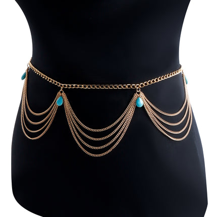Klassieke Retro Turkoois Middellyf Buikketting Vir Vroue Somerstrand Sexy Eenvoudige Lyfketting Juweliersware Toebehore Geskenk
