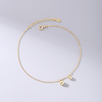 925 Sterling Silwer Klein Ronde Krale Ketting Enkelband Vroue S'n Eenvoudig
