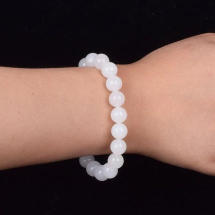 Hotan Wit Jade Bokvet Ronde Krale Armband