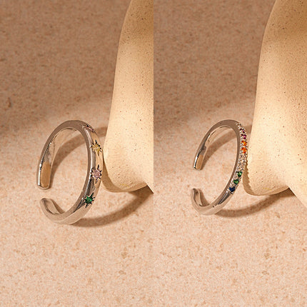 Real Gold Electroplated Diamond Flower Pattern Retro Temperament Index Finger Ring