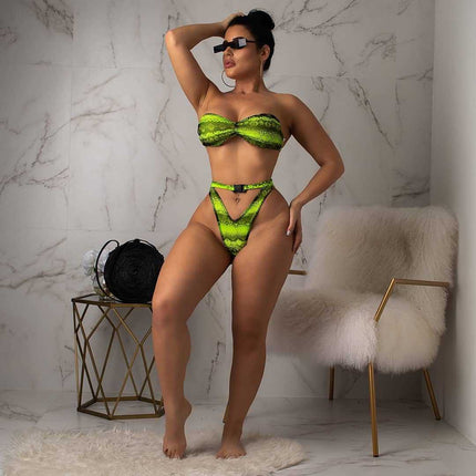Women's Sexy Snakeskin Printed Split Three-piece Suit