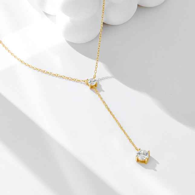 S925 Sterling Silwer Y-vormige Kwassie-Sleutelbeenhalssnoer Juweliersware