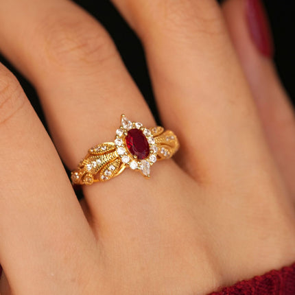 Hoëgehalte Edelsteen Vintage Ontwerp Ring