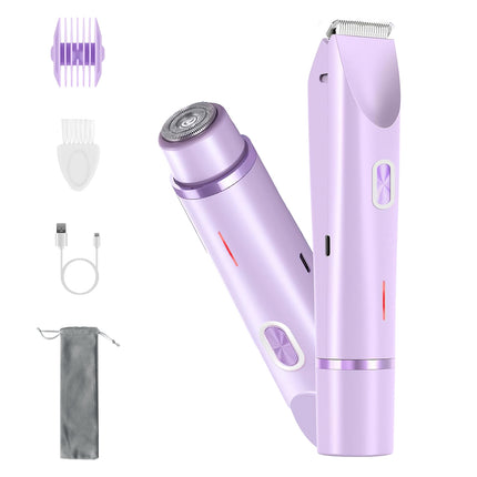 1 Stuk 2-in-1 Bikini-trimmer vir vroue Dubbelkop Koordloos Liggaamskeerder IPX7 Waterdig Herlaaibare Skaamhaarskeermes Nat en Droë Gebruik Vir Bikini Oksel Been Arm Liggaam Gesig