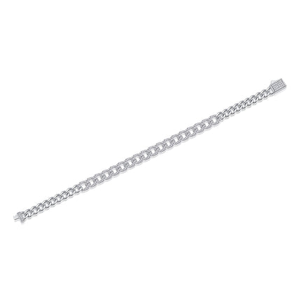 Hierdie luukse en modieuse ligte luukse juweliersware silwer armband is gemaak van S925 silwer geëlektroplateer met platinum en is toegerus met topgehalte moissanite.