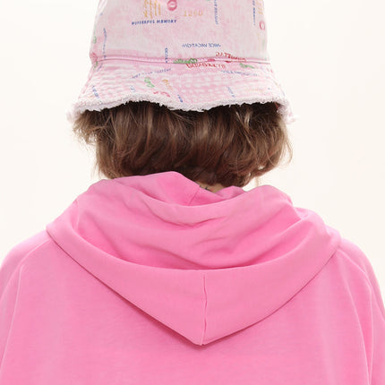 Handmade Raw Edges All Over Print Color Denim Bucket Hat Versatile