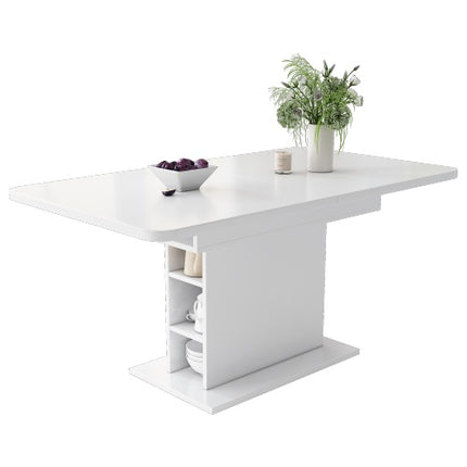 Uitskuif-eettafel, Eettafel met Berging, Reghoekige Eettafel, Koffie-ontspanningstafel, Moderne Eenvoudige Yster-eettafel, Ruimtebesparende Multifunksionele Eettafel, Wit