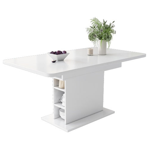 Uitskuif-eettafel, Eettafel met Berging, Reghoekige Eettafel, Koffie-ontspanningstafel, Moderne Eenvoudige Yster-eettafel, Ruimtebesparende Multifunksionele Eettafel, Wit