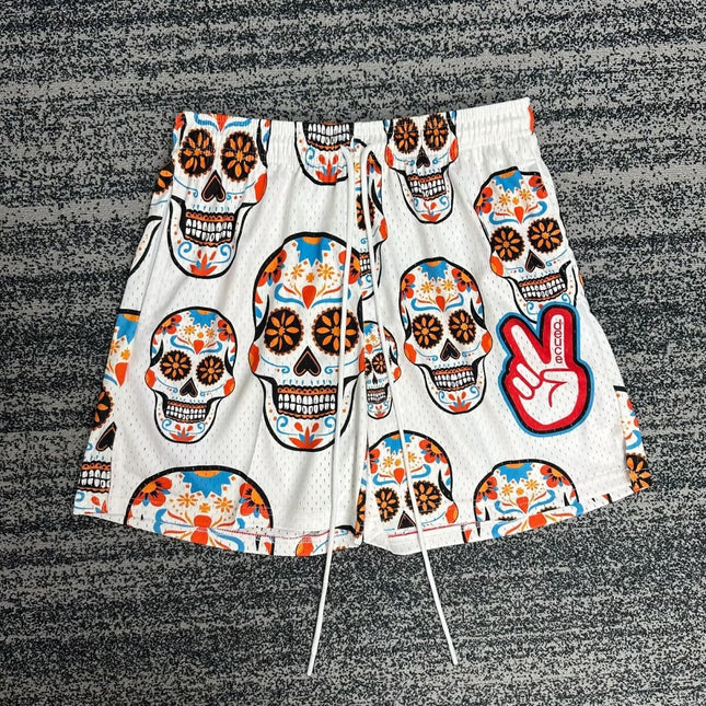 Below The Knee Mesh Printed Loose Transparent Sports Casual Shorts