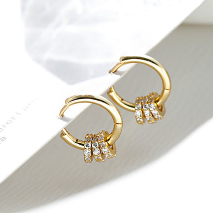 Women's Korean-style Diamond-embedded Gold-plated Ins Internet-famous Versatile Earrings