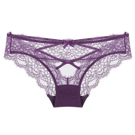 Cross Hollow Girl Transparent Low Waist Women's Briefs Breathable