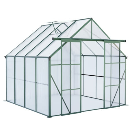 8x8 FT Double Door Polycarbonate Greenhouse Raised Base And Anchor Aluminum Heavy Duty Walk-in Greenhouses For Outdoor Backyard In All Season
