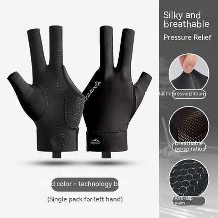 New Indoor Billiard Gloves Non-slip Wear-resistant Breathable Three-finger Gloves Single Pack