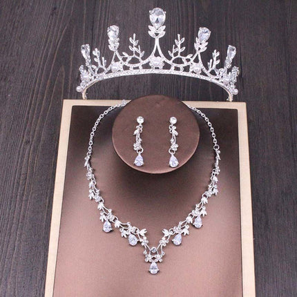 Bruids Rhinestone Kroon Halsnoer Stel Trou Bykomstighede