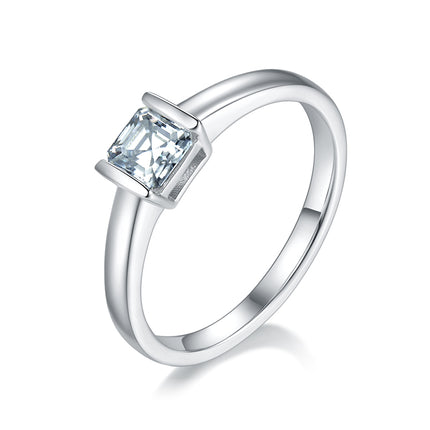 Vierkantige Moissanite Met Topgehalte Moissanite Luukse En Modieuse Ligte Luukse Juweliersware Silwer Ring S925 Silwer Geëlektroneer Met Platinum
