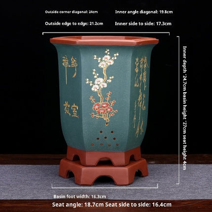 Hexagonal Large Ceramic Flowerpot