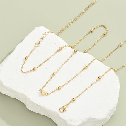 Kreatiewe en Modieuse Hartvormige Krale Middelketting, Goue Legering Middelketting vir Vroue, Somerbykomstigheid.